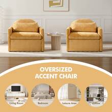 Oversized Armchair With Cat House,Modern Style Accent Chair With Cat Bed, Chenille Single Sofa Lounge Chair For Living Room, Bedroom - 黃色 - 查看 4