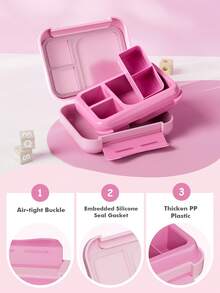 Meoky Bento Lunch Box with Removable Compartments – Leakproof Lunch Container with 5 Compartments, Reusable Meal Prep Snack Box, Portion Control Lunchbox for Kids & Adults, Ideal for School, Office, Travel & Picnic Food Storage (Pink Unicorn) - 粉色 - 查看 2