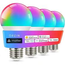 OREiN Matter Focos Inteligentes Compatible con Alexa, Home, Home, SmartThings, Focos Inteligentes Multicolor A19 E26, Bombillas Inteligentes 60W Equi 800 LM CRI90 6 Unidades - Televisión RGB - Ver 2