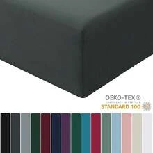 RUIKASI Microfibre Fitted Sheet, Oeko-Tex Certified Bed Linen, 30 Cm Deep Pocket, Anthracite Grey, 180 X 200 Cm - 06 - Taupe - View 11