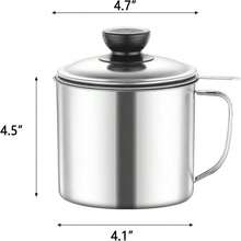 Stainless Steel Oil Filter Household Cooking Oil Storage Can With Fine Mesh Lid Cooking Oil Fat Separator For Storing Frying Cooking Grease - White - View 2