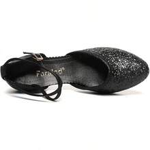 Character Shoes For Women, Woman Ballroom Dance Shoes, 1920s Flapper Shoes, Latin, Salsa, Party Dress Shoes Low Heels, Ankle Strap Pumps-2025 - màu đen - Xem 3