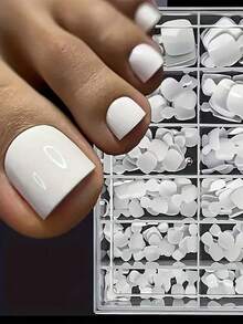 240 Peças Dicas de Unhas de Dedos dos Pés Falsas, 12 Tamanhos, Cobertura Completa Branca, Dicas de Unhas de Dedos dos Pés Falsas para Colar, Design de Extensão de Unhas de Dedos dos Pés para Salão, Suprimentos de Unhas Acrílicas Artificiais