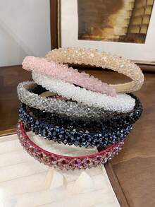 4pcs Crystal Beads Barrette Hair Clips, Super Shiny 4-Rows Crystal Hair Clips, Hair Accessories Claw Clips Hair Claws Hair Barrettes, School Stuff, Head Accessories, Hairpin, Bobby Pins - Multicolor - View 11