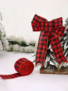 1 buc, 19,7 inch Panglică de Crăciun din in Accesorii DIY Panglică în carouri alb-negru Decorațiune de atmosferă de Crăciun Decorațiune Chingă Decorațiune de casă Nuntă În aer liber Petrecere de ziua de naștere Aranjament de atmosferă Recuzită Decorațiuni de Crăciun Decor de cameră de iarnă