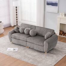 Modern Sofa For Living Room, 84" Corduroy Sofa Couch, Sectional Love Seat Couch, Upholstered Sofa For Apatment Bedroom Home Office - 灰色 - 查看 2