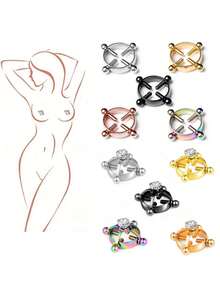 2 chiếc nhẫn núm vú giả cho nữ, đồ trang sức cơ thể, phụ kiện xỏ khuyên - 1 cặp vòng núm vú - Xem 1