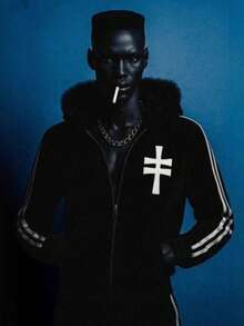 New Ins Dark Wind Niche Design Striped Printed Zipper Men's And Women's Same Fur Collar Hooded Sweater