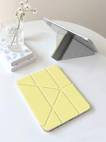 1pc Pure Yellow Dual-Sided Acrylic Transparent Crystal Backboard Shockproof Sleep/Wake Tablet Case Compatible With IPad (A16) 11th Gen 11-Inch 2025 Case, IPad 10th Gen 10.9-Inch 2022 Case, Ultra-Thin Stand Case, Hard Clear Back Cover,Great Holiday Gift,Fashionable And Simple Pattern(Yellow)