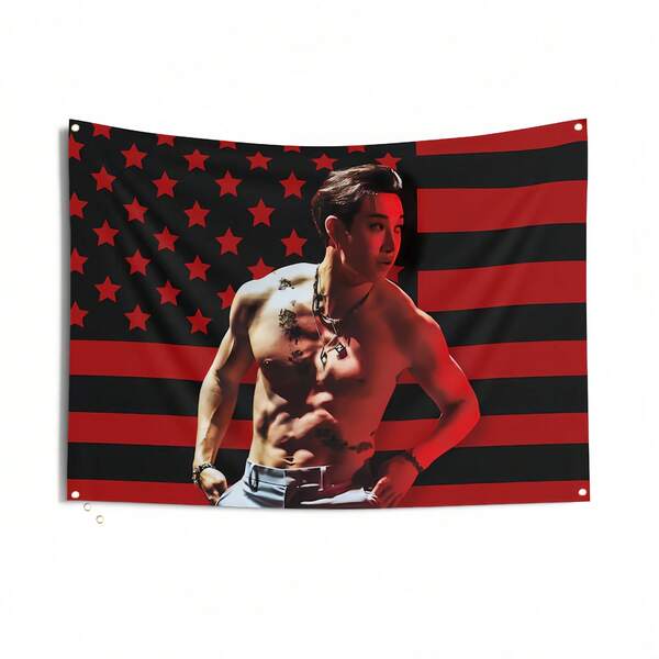 Drapeau personnalisé Skz torse nu avec drapeau américain, 100x75cm, Merch de la tournée Skz Dominate, idées cadeaux pour les Stays, cadeaux d'anniversaire et merch de concert