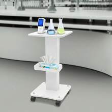 Aesthetician Trolley Cart With Wheels, Aluminum Salon Spa Beauty Machine Trolley Stand, Load 135lbs, 3 Tier Beautician Rolling Cart Aesthetician Machine Mobile Handcart For Beauty Instrument Storage - White - View 4