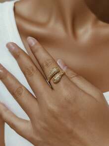 خاتم قطرة ماء مطلي بالذهب عيار 18 قيراط مرصع بأحجار الزركونيا، مناسب للنساء للاستخدام اليومي والمناسبات والأعياد والسفر كهدية