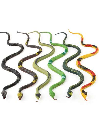 6 件装逼真橡胶蛇，适用于花园、恶作剧和万圣节装饰 - 逼真的玩具蛇套装吓唬小鸟、松鼠和老鼠 - 耐用的塑料假蛇道具，可用于搞笑和愚人节笑话