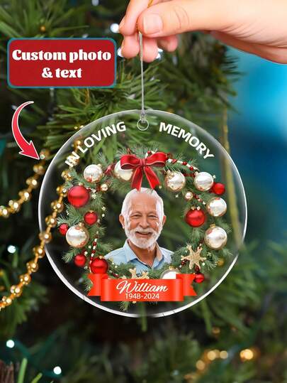Personalized Memorial Ornaments Custom Photo Picture In Loving Memory Acrylic Ornament Christmas Sympathy Remembrance Keepsake Gifts For Loss Of Loved One, Christmas Pendant, Christmas Tree Decoration, Personalized Decoration
