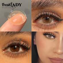 FRESH LADY 1副自然棕色美瞳，瞳孔大小适中，适合日常佩戴、约会、工作或角色扮演，年抛型，14.2毫米 - 棕色 - 查看 8