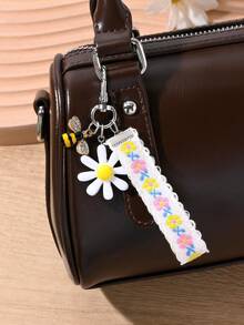 1 Stück Urlaubsstil süßer Blumen- & Bienen-Anhänger Schlüsselanhänger, Tasche/Auto Schlüssel Dekoration, geeignet als Geschenk für Familie, Freunde, Studenten zu Geburtstag/Feiertagen, Taschenzubehör Schlüsselbänder mit ID-Halter, Autoschmuck, Taschenanhänger, Weihnachtsgeschenk, Lehrer, Schwester