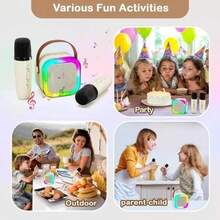 Altavoz Bluetooth Portátil Para Karaoke Con 2 Micrófonos - Blanco - Ver 5