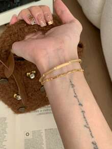 1件极简竹结925纯银手链，优雅珠宝礼物，送给女性、女友，日常配饰 - 竹節手鍊 - 查看 3