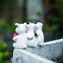 Figura decorativa de cerdo, oveja y vaca con patas colgantes, de resina, para macetas y césped. - Multicolor - Ver 8