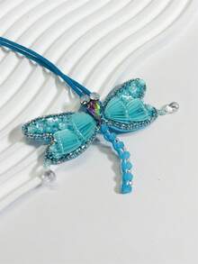 1 pieza Mochila, bolso de hombro, bolso de hombro inclinado, bolso de mano, bolso de mano, bolso de axila, bolso de maquillaje, otro bolso de almacenamiento, colgante, colgante de coche, llavero, colgante de cintura de pantalones, colgante de equipaje, colgante de identificación con diseño gráfico de libélula de estilo de color bloqueado, elegante y sencillo, versátil, alegre e interesante, adecuado para parejas, novias, estudiantes, hombres y mujeres, para ir al trabajo, citas diarias, vacaciones de verano, viajes a la playa, adecuado para hombres, vacaciones, novias, madres, pequeños regalos, regalos de cumpleaños