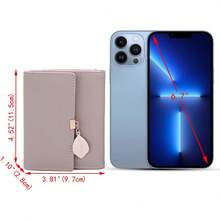 Cartera de Mujer - UTO Monedero Pequeño con Adorno Hoja Colgante Cartera Minimalista con Bolsillo de Cremallera para Monedas - 1 rosa - Ver 6