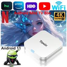 TUOGTCI Mini TV Box, Allwinner H313 TX1 Android 10 Smart TV Box - Reproductor multimedia 4K Ultra HD con CPU H313 de cuatro núcleos, Wi-Fi 2.4G y Ethernet, control parental, control remoto y fuente de alimentación, diseño compacto para mini TV, Smart TV doméstico, dispositivo de transmisión de video, componentes de alta calidad