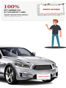 1pc Pink Floral Pattern License Plate Frame, Aluminum Material, 6x12 Inches, With Screw Set, Car Accessories, 2 Hole Design High Quality Durable, Vintage Novelty Car Decoration, Meets US Car Standards - 12x6 inch - Xem 5