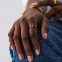 خاتم هندسي هندسي بسيط من التصميم الفرنسي مرصع بحجر الزركونيا النحاسي، هدية يومية وعيد، خاتم إصبع