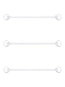 3件套休闲塑料尖刺穿刺饰品套装，男女通用，适合日常通勤；20G鼻钉，16G唇钉，透明穿刺固定器，唇环，眉环，塑料工业杠铃，工业杠铃固定器，耳骨耳环 - 透明 - 查看 22