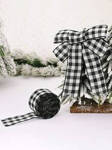 1 buc, 19,7 inch Panglică de Crăciun din in Accesorii DIY Panglică în carouri alb-negru Decorațiune de atmosferă de Crăciun Decorațiune Chingă Decorațiune de casă Nuntă În aer liber Petrecere de ziua de naștere Aranjament de atmosferă Recuzită Decorațiuni de Crăciun Decor de cameră de iarnă