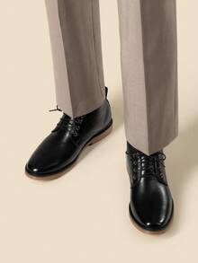 Men's Derby Oxfords Chukka Boots Formal Business Casual Leather Shoes - 黑色 - 查看 4