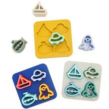 1 件婴儿玩具，硅胶堆叠拼图玩具，儿童益智玩具，从小培养宝宝的动手能力，花朵、飞机、轮船、星星月亮拼图，婴儿礼物，圣诞礼物，男孩和女孩的玩具，早教板和感官玩具