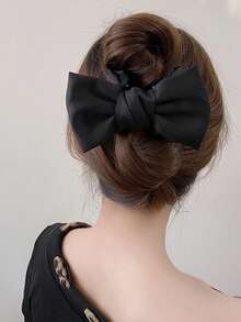 Silky Satin Bow Hair Claws, Sweet Bow Barrette, Polyester (Polyester) Acrylic Hair Clips, New Bohemian Style, Suitable For All Seasons,Hair Accessories,Claw Clips,Hair Jaw Clip,Hair Clutch, Black Hair Accessories Fall Winter For Vacation Outfits Woman