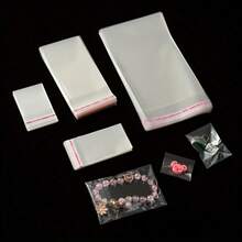 50pcs/100pcs Random Clear Self-Adhesive OPP Bags, Cellophane Bags Transparent Small Plastic Bags,Mini Gift Packaging Bags For Jewelry ,Candy, Cards