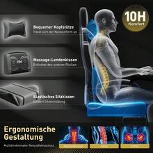 HLONONE Gaming Chair With Massage Function, Ergonomic Gamer Chair, Racing Gaming Chair With Footrest, Headrest And Massage Lumbar Cushion, Padded PC Chair, 150 Kg Load Capacity - 黑灰 - 查看 4