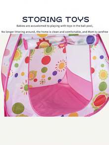 1pc Pink Foldable Children's Ball Pit Tent, Baby Playhouse With Ball Pool, Toddler Toy Tent, 3-12 Years Old