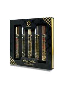 豪华系列 5 件礼品淡香水旅行喷雾套装（皇家琥珀 10ml+皇家蓝 10ml+天鹅绒金 10ml+沉香藏红花 10ml+琥珀胭脂 10ml）男女通用香水旅行必备套装 5 件套 五件套 0.33oz/10ml*5 持久留香 女友 妻子 母亲 朋友 男友 - 多樣化香型 - 查看 3