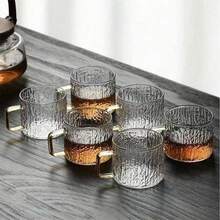 12/6/4/2个 150毫升/套 可爱耐热透明玻璃杯/茶杯 - 樹皮紋 - 查看 2