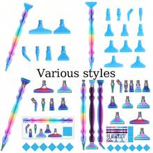 Bộ bút vẽ tranh đính đá 5D nhiều màu kèm đầu kim loại ren vít, dụng cụ trang trí móng tay và thêu chữ thập, bộ dụng cụ vẽ tranh đính đá tự làm - Nhiều màu - Xem 5