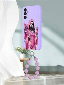 1 件紫色 TPU 性感骷髅图案防震全覆盖手机壳和 1 件紫色毛茸茸 Pom Pom 挂绳带兼容匹配的手机壳/趣味手机壳/Android 手机壳/手机壳/手机壳/OPPO 手机壳/A14 手机壳/A54 手机壳/A52 手机壳/A31 4G 手机壳/A23 手机壳/Redmi Note 8 Pro 手机壳/Redmi Note 11 Pro 4G 手机壳/Redmi Note 12 4G 手机壳/OPPO A54 手机壳 - 彩色 - 查看 4