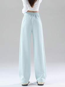 JUTU Spring, Autumn & Winter High Waist Wide Leg Loose Banana Pants, Casual Straight Leg Sweatpants - 1A60 Haze Blue - View 4