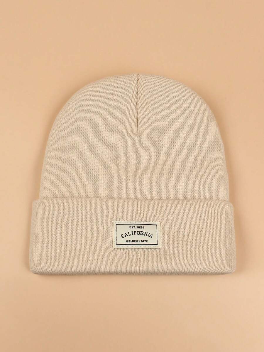 1pc Letter Embroidered Casual Brimless Cap, Versatile & Minimalist - Beige - View 1