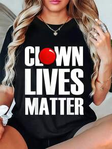 100% Cotton Clown Lives Matter Red Nose Circus Happy Shirt T-Shirt Women's Men's Summer Comfort Soft Crew Neck Tee Tops - Black - View 1