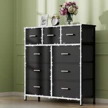 Drawer Storage Cabinet, Fabric Storage Drawer Units, Storage Tower Organizer, Entertainment Center With Fabric Drawers, TV Stand, Dresser With Fabric Bins, Sturdy Steel Frame, Easy Pull Handles, Stylish Chest Of Drawers For Bedroom, Hallway, Entryway, Living Room, Closet, Office, (Some Models With 3D Artificial Diamonds Sticker And Artificial Diamonds Handles) - 9-drawer Black & 3D Sticker + Diamond Handles - View 13