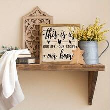 This Is Us Our Life Our Story Our Home" Rustic Wooden Wall Sign - 8x8 Inch Framed Decor With Heart Accents For Entryway, Living Room, Kitchen, Bedroom - Ideal Housewarming Gift, Housewarming Gift| Welcoming Accent| Charming Design, Wall Deco - 8x8英寸 - 查看 6