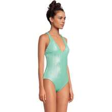 BECCA Oragami Swimsuits Women's Large Aqua Sea Textured Knotted One Piece NWO59 - màu xanh lá - Xem 2
