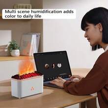 1 Peça Difusor de Aroma Alimentado por USB, Umidificador de Névoa Fria Ultrassônico, Difusor de Luz com Chama LED - Ideal para Casa, Escritório, Presente e Iluminação Ambiente