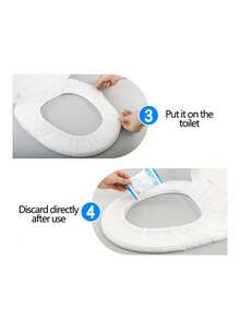 50pcs Disposable Non-Woven Toilet Seat Covers, Portable Travel Toilet Mat, Waterproof Toilet Paper Pad, Essential For Travel & Business, Bathroom Decor, Summer