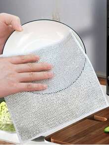 1-20片装超细纤维钢丝绒垫 - 双面厨房清洁刷、多用途钢丝绒擦洗垫、防刮钢丝绒洗碗布、双层钢丝绒洗碗布、双面金属钢丝绒擦拭布、厨房抹布、锅碗瓢盆清洁布、毛巾清洁工具、可重复使用的钢丝绒清洁布 - 多色 - 查看 3