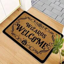 1pc Crystal Velvet Entrance Doormat With English Text Graphic, Anti-Slip And Dirt-Resistant, Suitable For Bedroom, Entryway